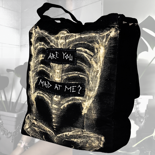 Are You Mad At Me? Bleach Rib Cage Tote Bag