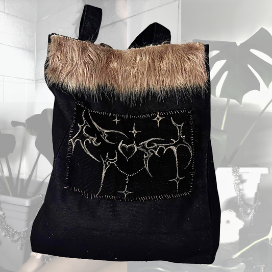 Faux Fur & Bleach Patch Tote Bag